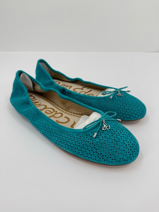 Sam Edelman Felicia 2 Cutout Perforated Leather Ballet Flat in Teal Size 11 - Picture 2 of 8